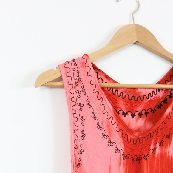 *Flowy Tie-Dye Embroidered Maxi Dress - Picture 5 of 7